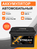 Аккумулятор Xstream Power 75 п.п. стартовый ток 620 EN XP 75-3-L-о 75Ач 620А прям. пол.