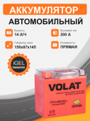 Аккумулятор Мотоциклетная батарея Volat 14Ah п.п. старт. ток 200 А YTX14-BS (iGEL) L+ 14Ач 200А прям. пол.