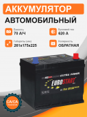 Аккумулятор EUROSTART 70 Ah о.п. старт. ток 620 А Азия D26 корпус 70Ач 620А обр. пол.